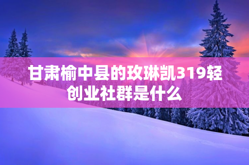 甘肃榆中县的玫琳凯319轻创业社群是什么