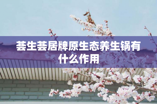 荟生荟居牌原生态养生锅有什么作用