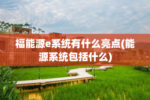 福能源e系统有什么亮点(能源系统包括什么)