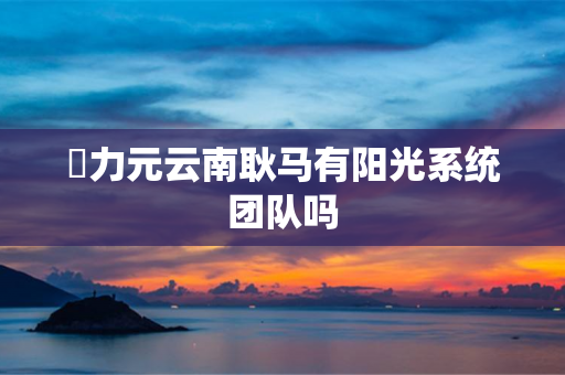 昇力元云南耿马有阳光系统团队吗