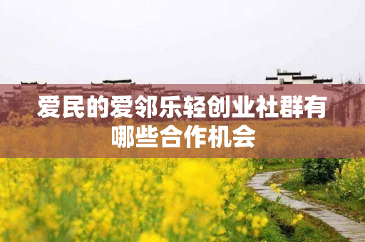 爱民的爱邻乐轻创业社群有哪些合作机会