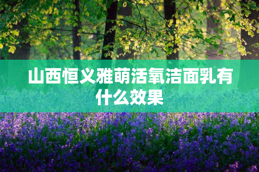 山西恒义雅萌活氧洁面乳有什么效果
